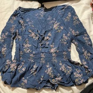 Blue foral blouse